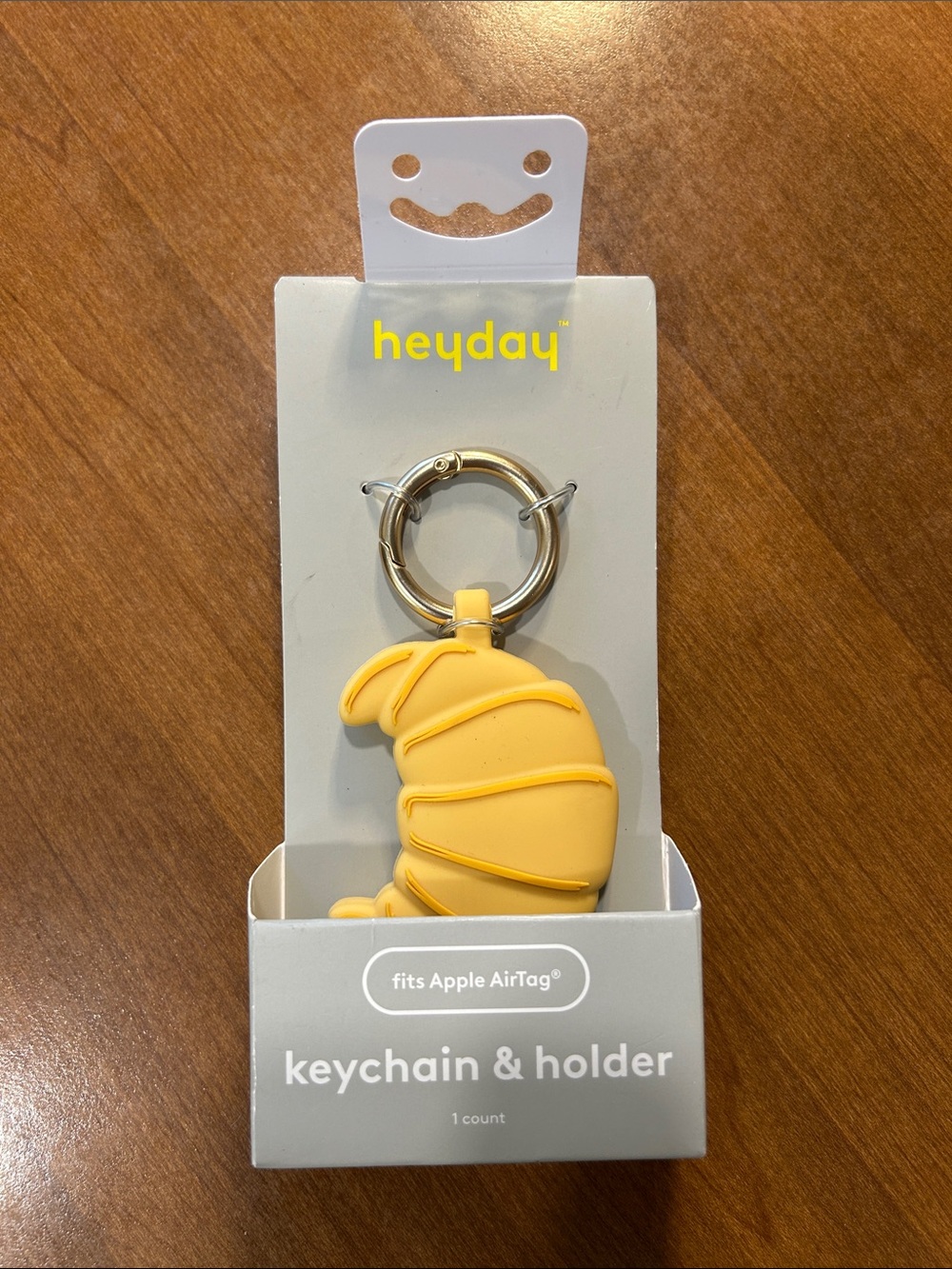 heyday Yellow Silicone Croissant Keychain & AirTag Holder
